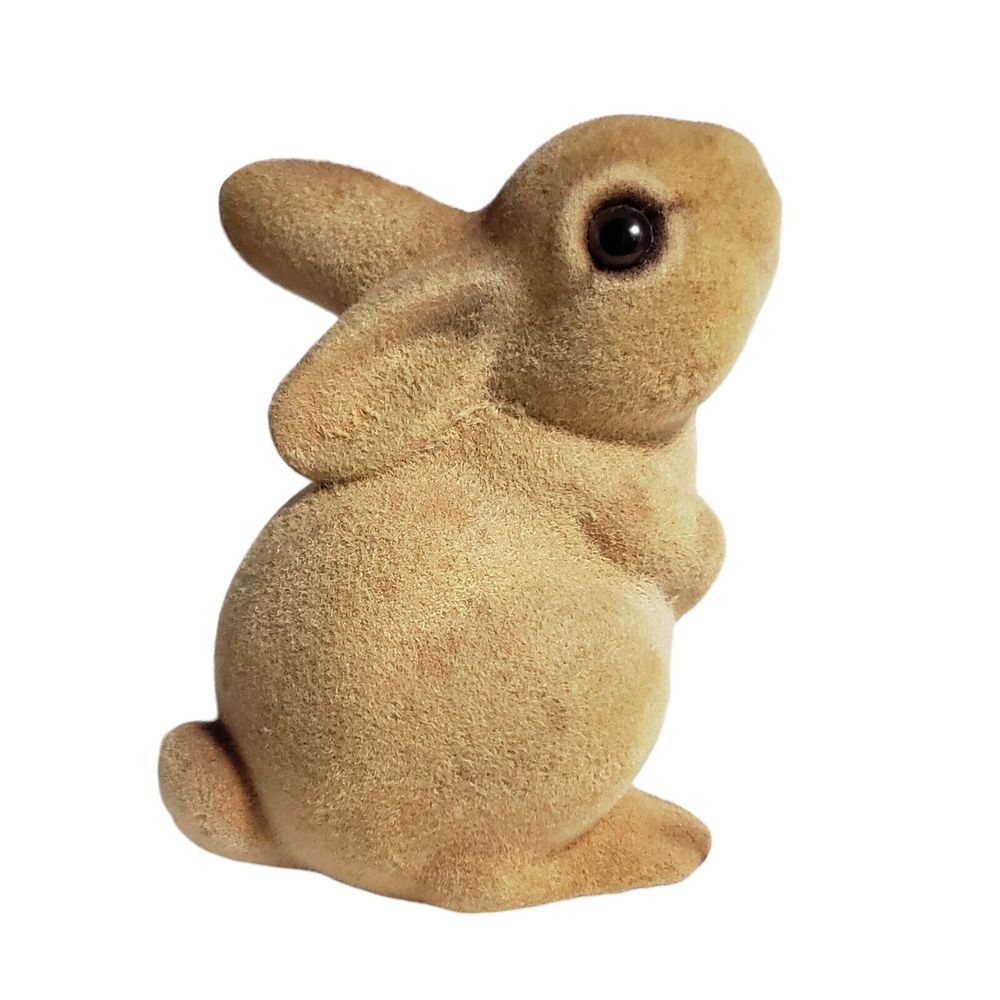 Josef Originals Felt Bunny Rabbit Flocked Figurine George Good Vintage Easter
